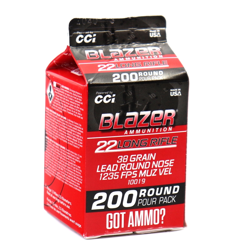 CCI BLAZER BRASS .22LR 38 GRAIN LEAD ROUND NOSE POUR PACK 2000RD/CASE, 200RD/BOX