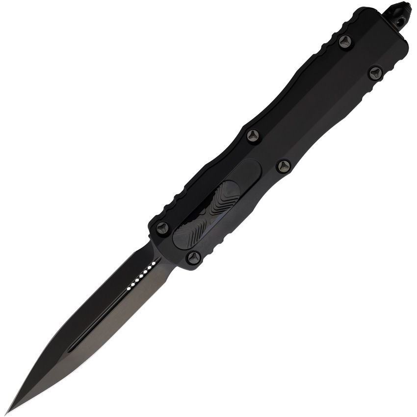 Dirac Delta Shadow AUTO OTF Knife 3.79" Black DLC Double Edge Dagger Blade, Black