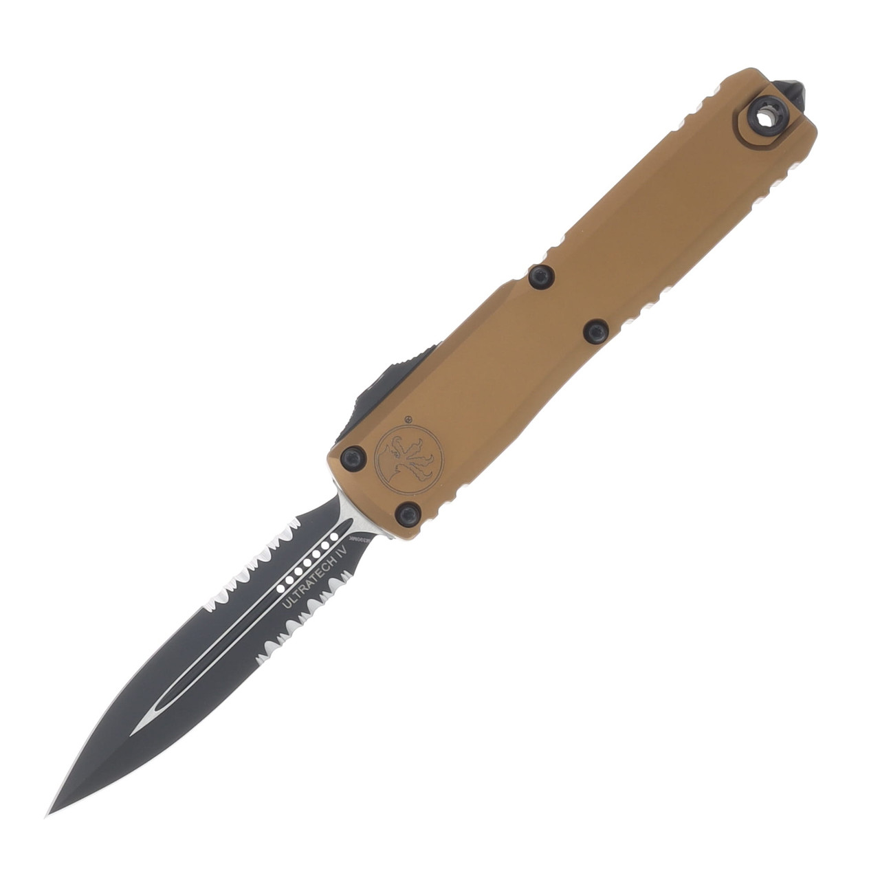 Ultratech GEN IV OTF Auto D/E Black Part Serrate Tan Aluminum Handle