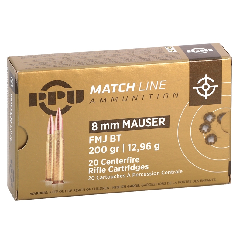 PPU PPM8 8MM MAU 200 FMJ MATCH 20/10